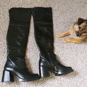 Over the knee leather boots